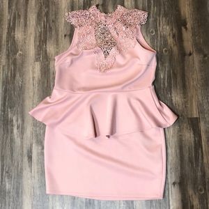 Pink BODY CON dress with lace.